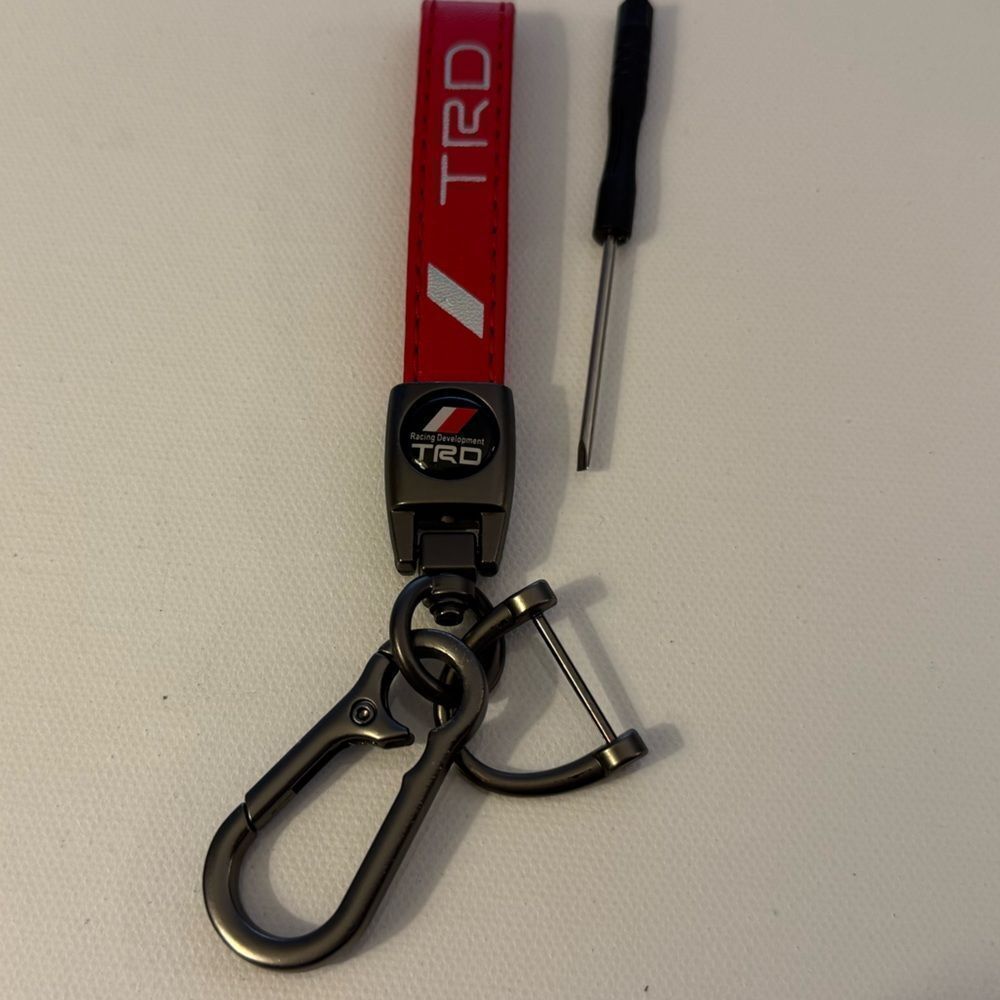 Toyota TRD Key Fob Keychain in Red Leather with Logo NWT